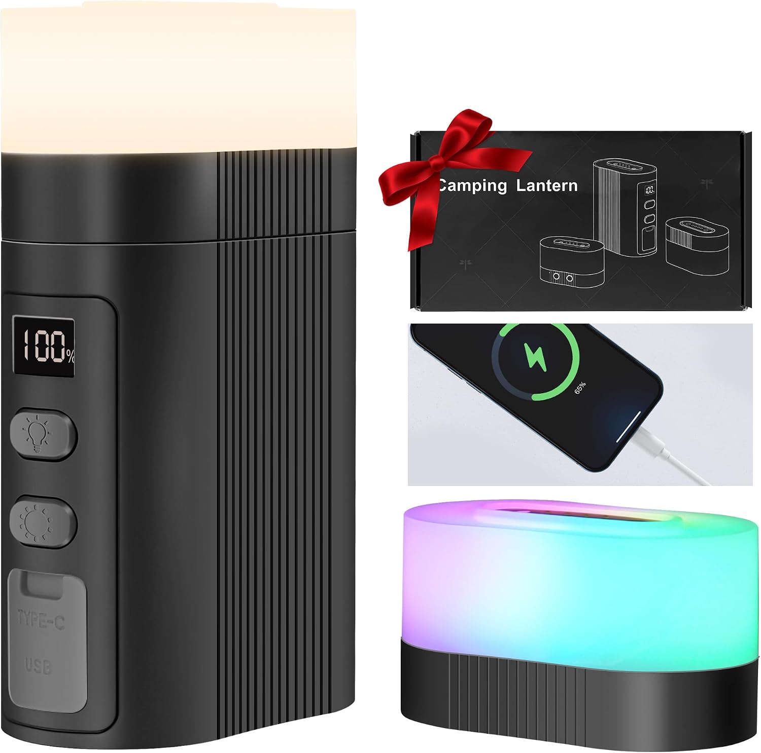 TRELC Portable Night Light Cordless Rechargeable, Innovative Magnetic Split Night Lamp & 6000mA Power Bank 2-in-1, Christmas Atmosphere Light, 11 Colors Mini Mood Lights for Bedroom, Bar, Party