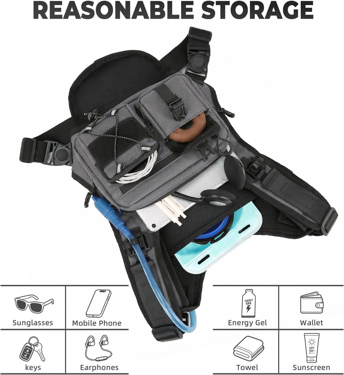 Criuage USA Patent Running Hydration Vest Backpack, Lightweight Chest Pack with 2.0L Water Bladder Bag Daypack for Hiking Running Cycling Race Marathon for Women Men