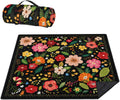 Picnic Blankets Waterproof Foldable Extra Large,80"x 80" Outdoor Beach Blanket Sandproof,3-Layer Lightweight Handy Mat Tote Picnic Camping Rugs for Outside Your Rv (Boho Vintage Floral Black)