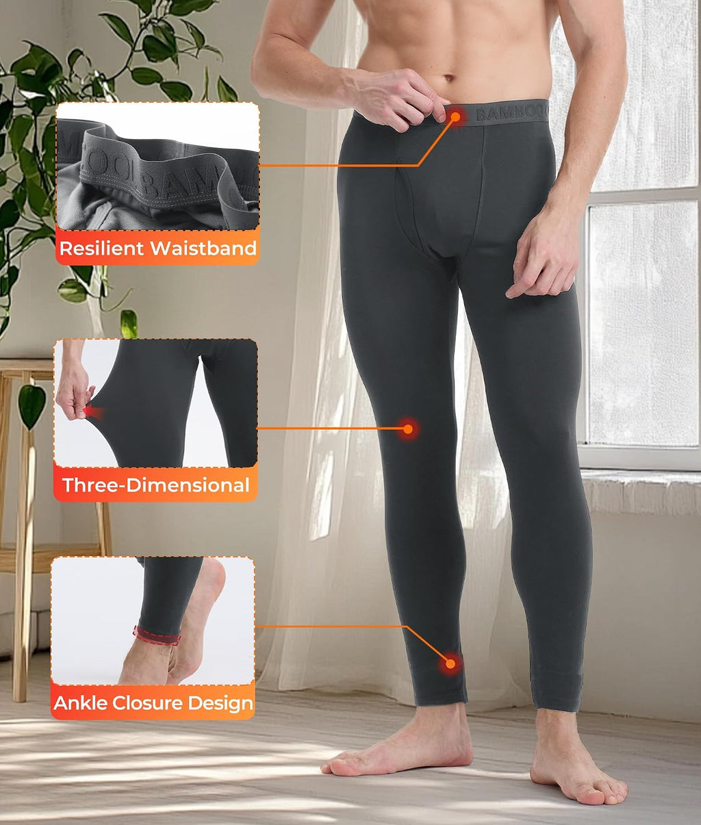 BAMBOO COOL Men's Thermal Underwear Lightweight Fleece Lined