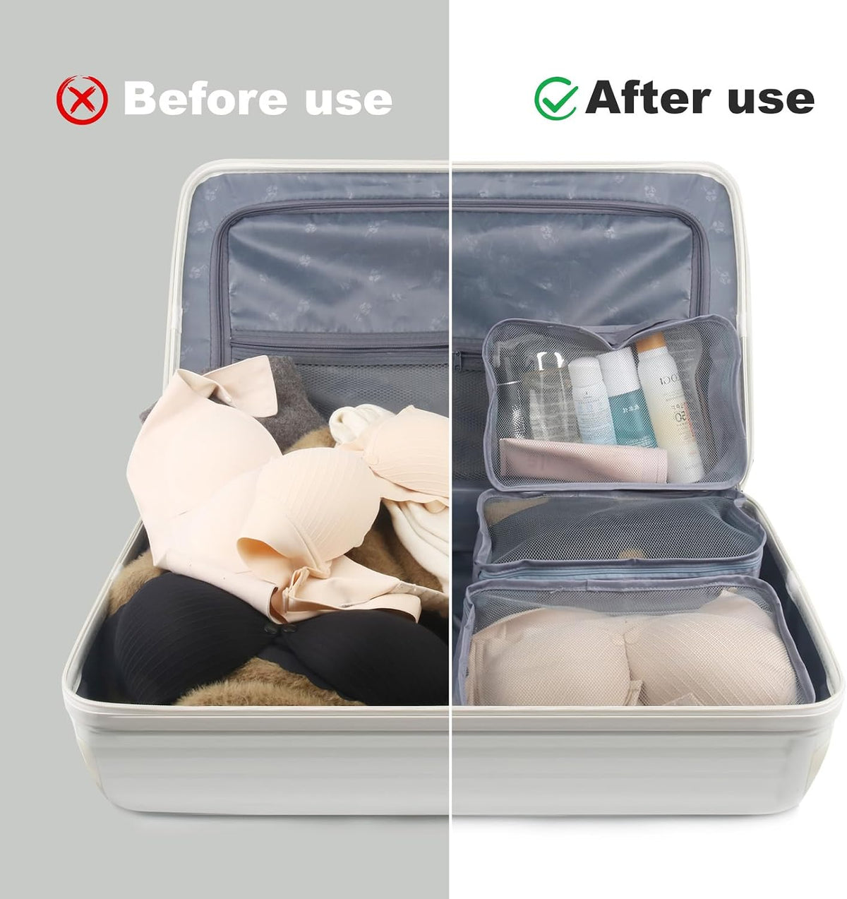 6Pack Small Mesh Packing Cubes Travel, Luggage Organizer Bags Suitcase
