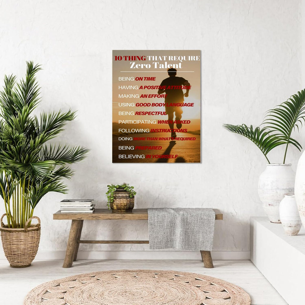 Bmotaso 10 Things That Require Zero Talent Canvas Wall Art Inspirational Poster Motivational Painting Positive Quotes Poster Pictures Print Wall Decor Artwork for Bedroom Office Frame 12 * 18 Inch