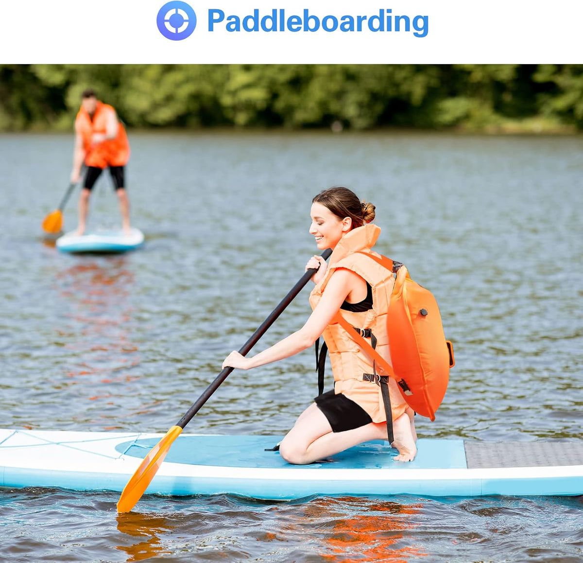 ProCase 35L Swim Buoy Dry Bag, Floating Waterproof Backpack with Shoulder Waist Strap for Open Water Swimming Paddling Boating Kayaking Rafting Hiking Camping Fishing Beach -Orange