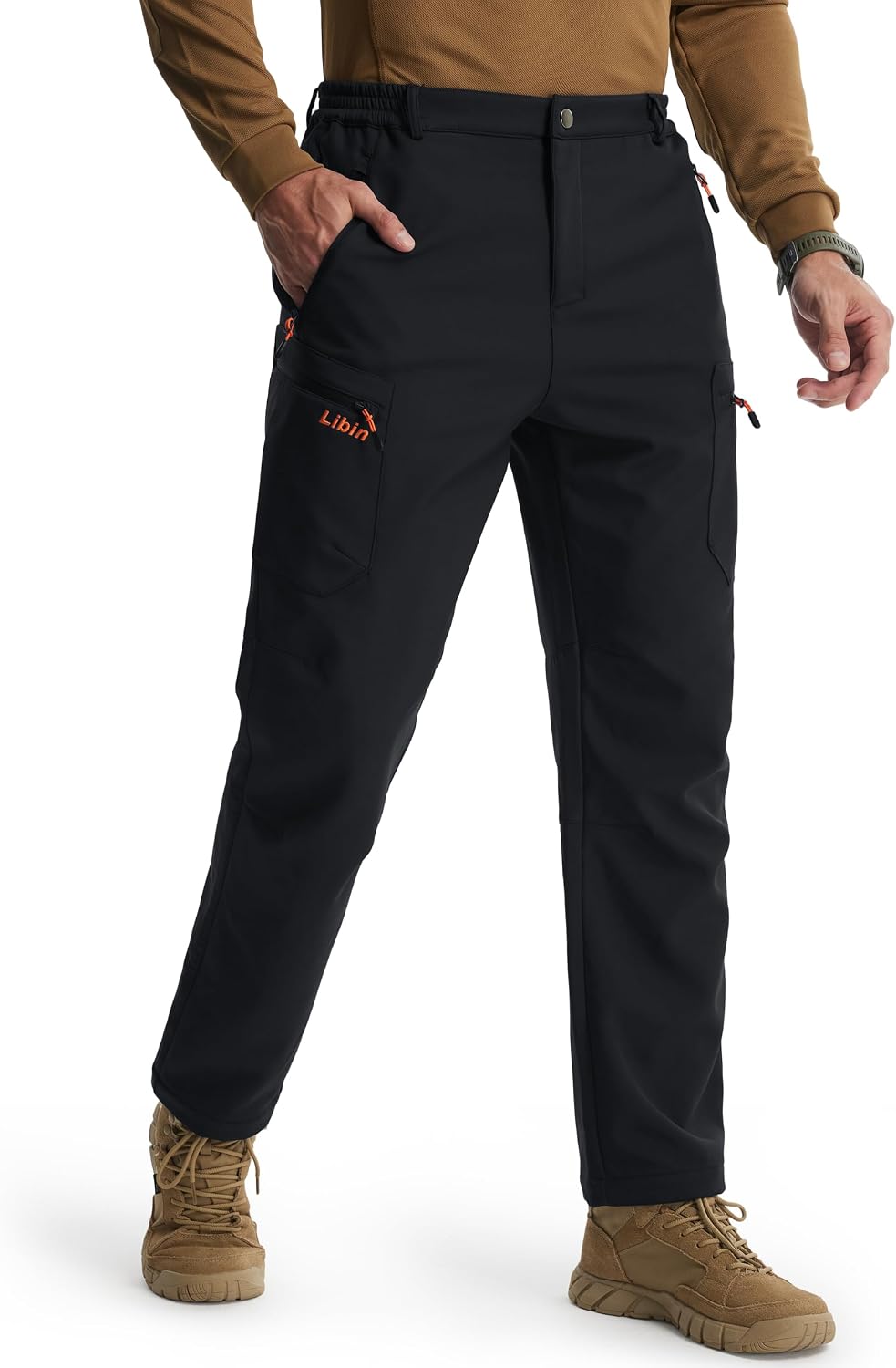 Libin Men's Fleece Lined Hiking Pants Snow Ski Water Resistant