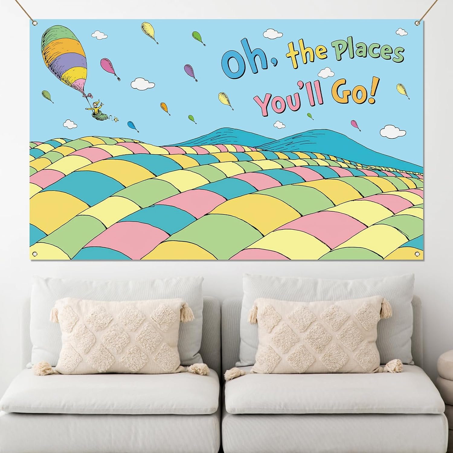 Oh The Places You'll Go Photo Booth Backdrop Graduation Travel Theme Party Decor Photography Background Wall Decoration