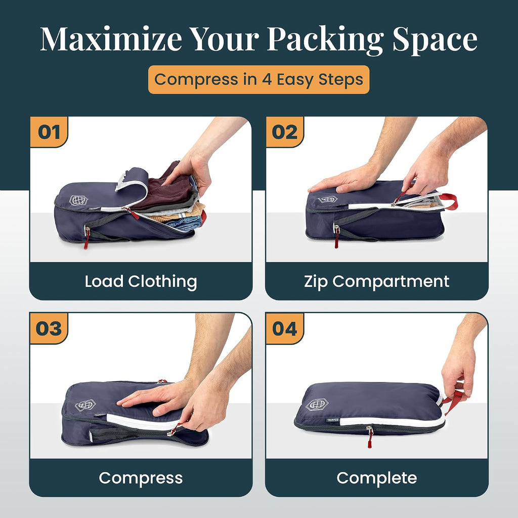 TRIPPED Travel Gear Extra Large Compression Packing Cubes 6-Piece Set