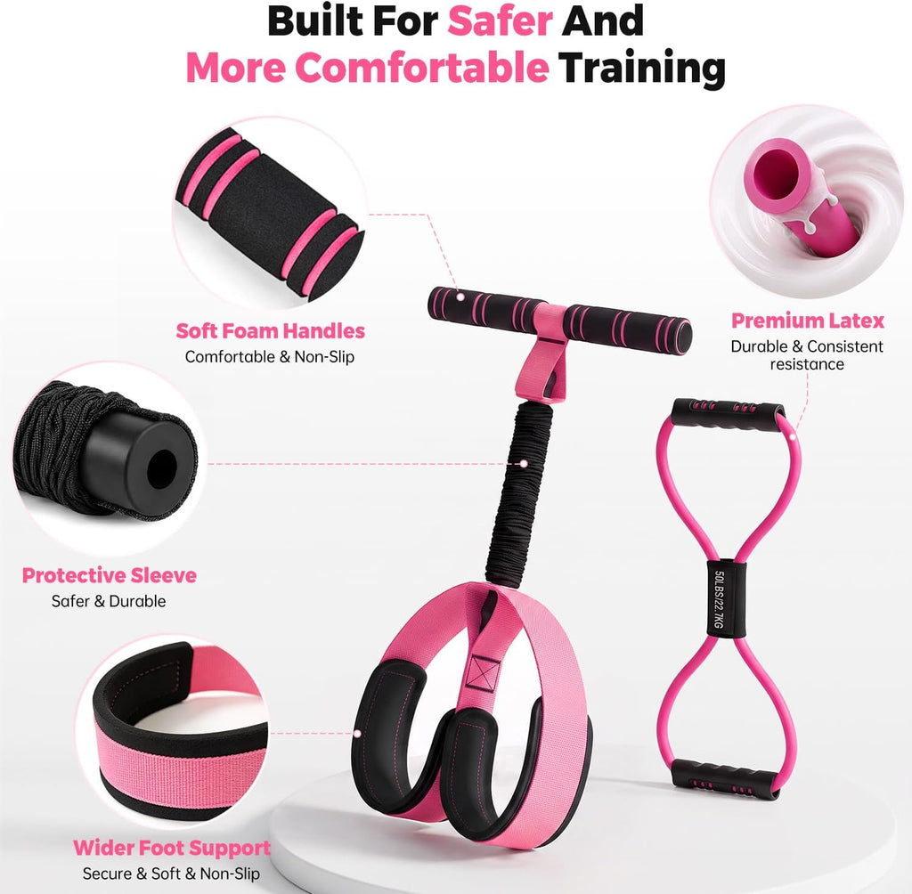 Pedal Resistance Bands with Handles & Figure 8 Full Body Exercise Set
