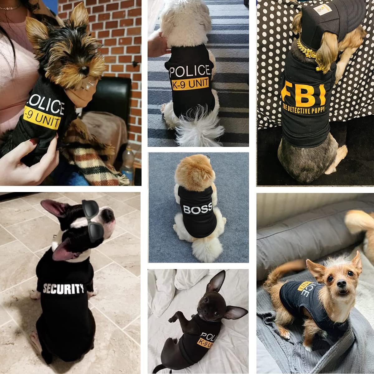Dog Shirt 4 Pack Pet Clothes K9 Security Boss FBI Vest Costume for Cosplay