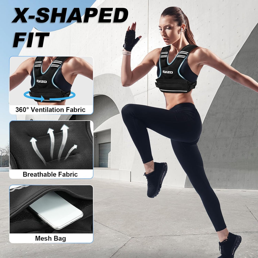 Adjustable Weighted Vest Women/Men, 6-12lb/12-18lb/20-32lb Weight Vest with 6 Ironsand Weights for Strength Training Rucking Running Walking Fitness Workout