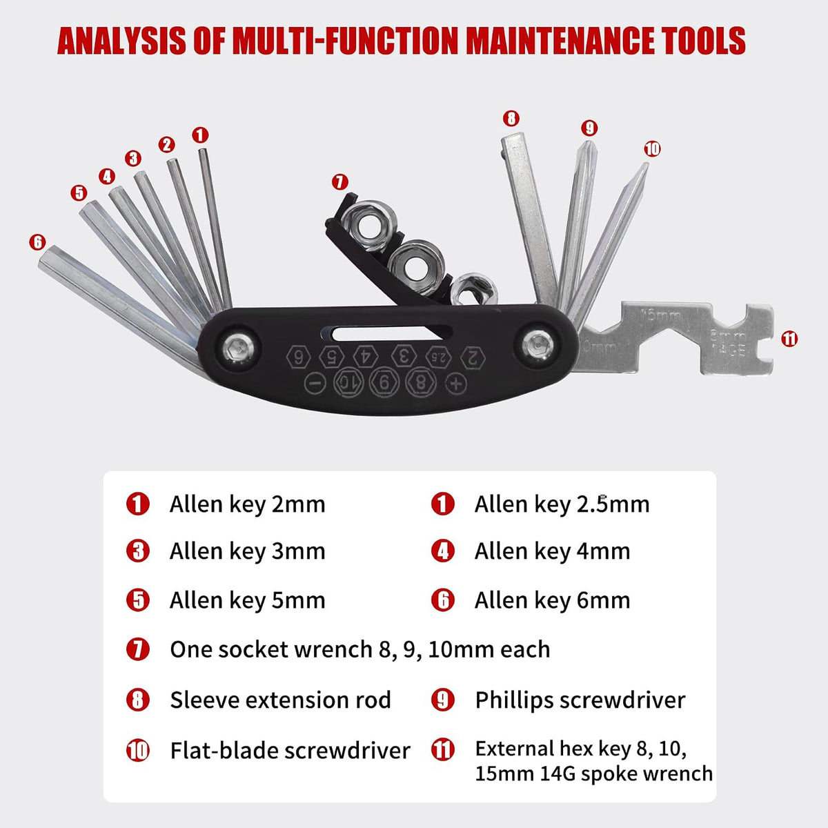 Gashwer V-Type Bike Brakes Set, Complete Universal Bike Front and Rear MTB Bicycle Brake, Inner and Outer Callipers Cables Lever Kit with Multi-Tool Wrenches Silver