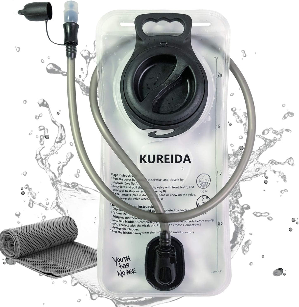 KUREIDA Hydration Bladder 2L-3L,Leak Proof Water Reservoir,BPA Free,Wide Opening, Military Water Bladder Combined with Hydration Backpacks for Biking Hiking Running Camping Climbing.