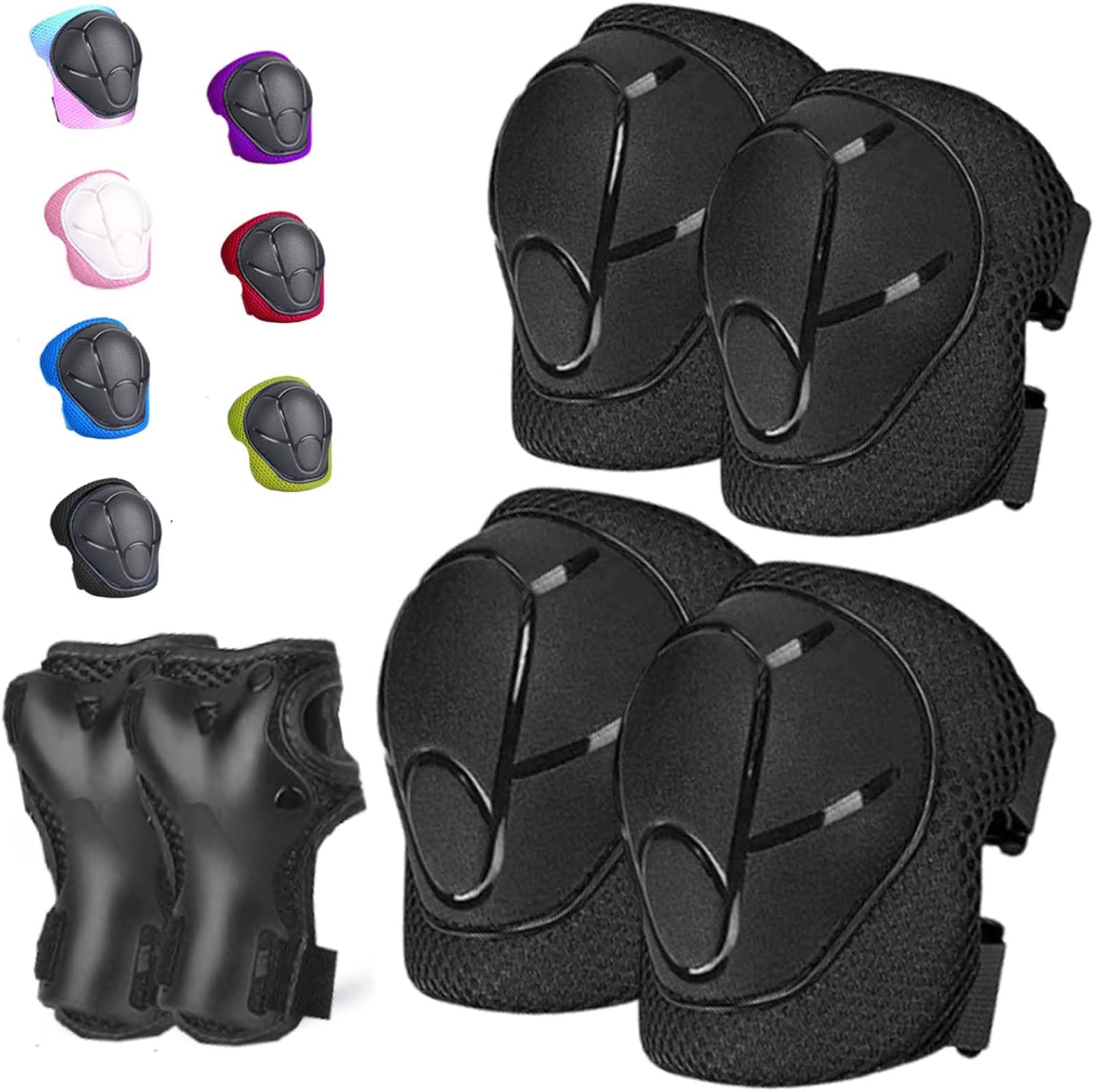 Kids/Youth Knee Pads Elbow Pads for 3-14Years Boys Girls 6 in 1 Kids Protective Gear Set Adjustable for Skating Cycling Bike Rollerblading Scooter Roller Skates