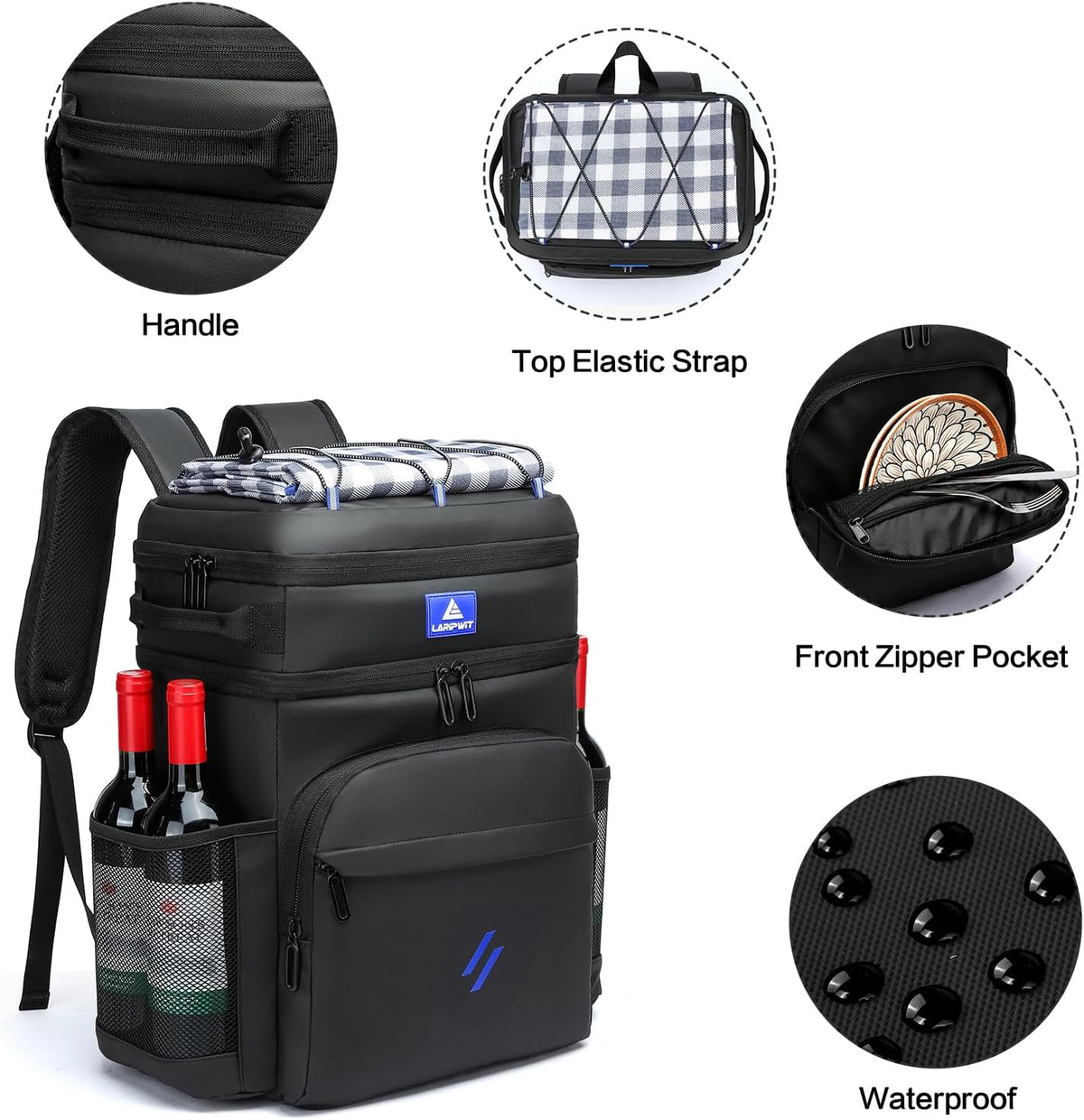 Laripwit 54/40 Cans Backpack Cooler Insulated Leak-Proof Large Cooler Backpack Double Deck Lunch Backpack for Men Women - Perfect Soft Cooler Bag for Tactical, Camping, Picnic, Beach, Hiking