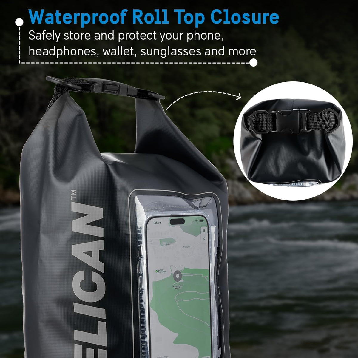 Pelican Marine IP68 Waterproof Dry Bag 5L with Phone Pouch/Case - Black