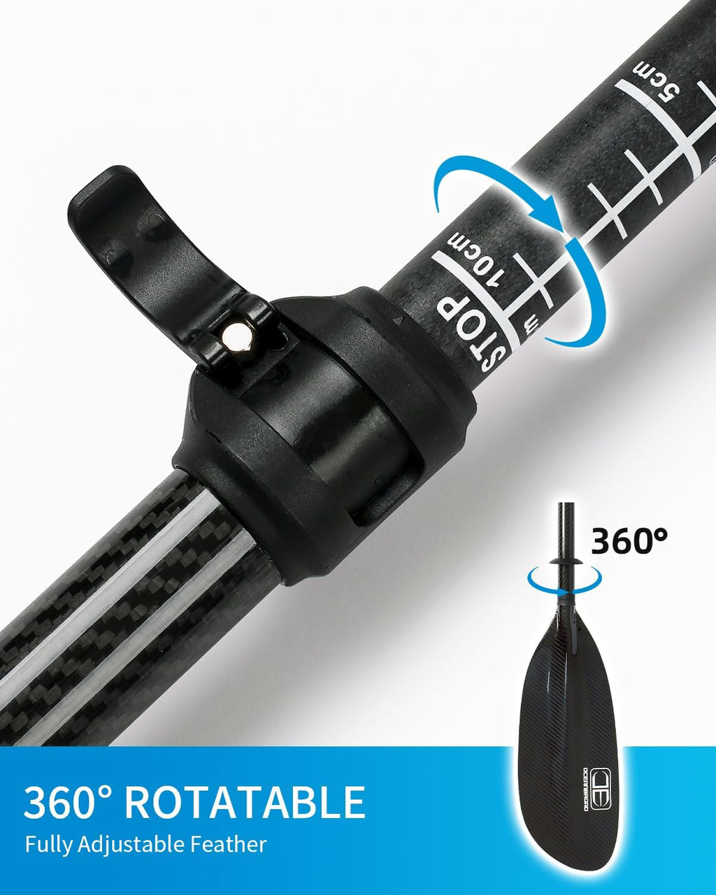 OCEANBROAD Full Carbon Fiber Adjustable Kayak Paddle, 2-Piece