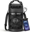 STOVER 5/10/25/30/40L Waterproof Dry Backpack & Phone Case- Large Floating Dry Bag for Kayaking, Travel, Hiking, Fishing, Camping, Motorcycles & Beach, Heavy-Duty Roll Top Men/Women (Black)
