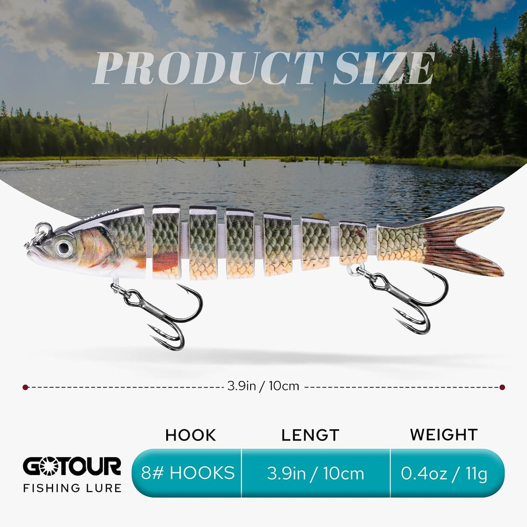 GOTOUR Jointed Swimbaits, Easy Catch Fishing Lures for Bass Trout Crappie