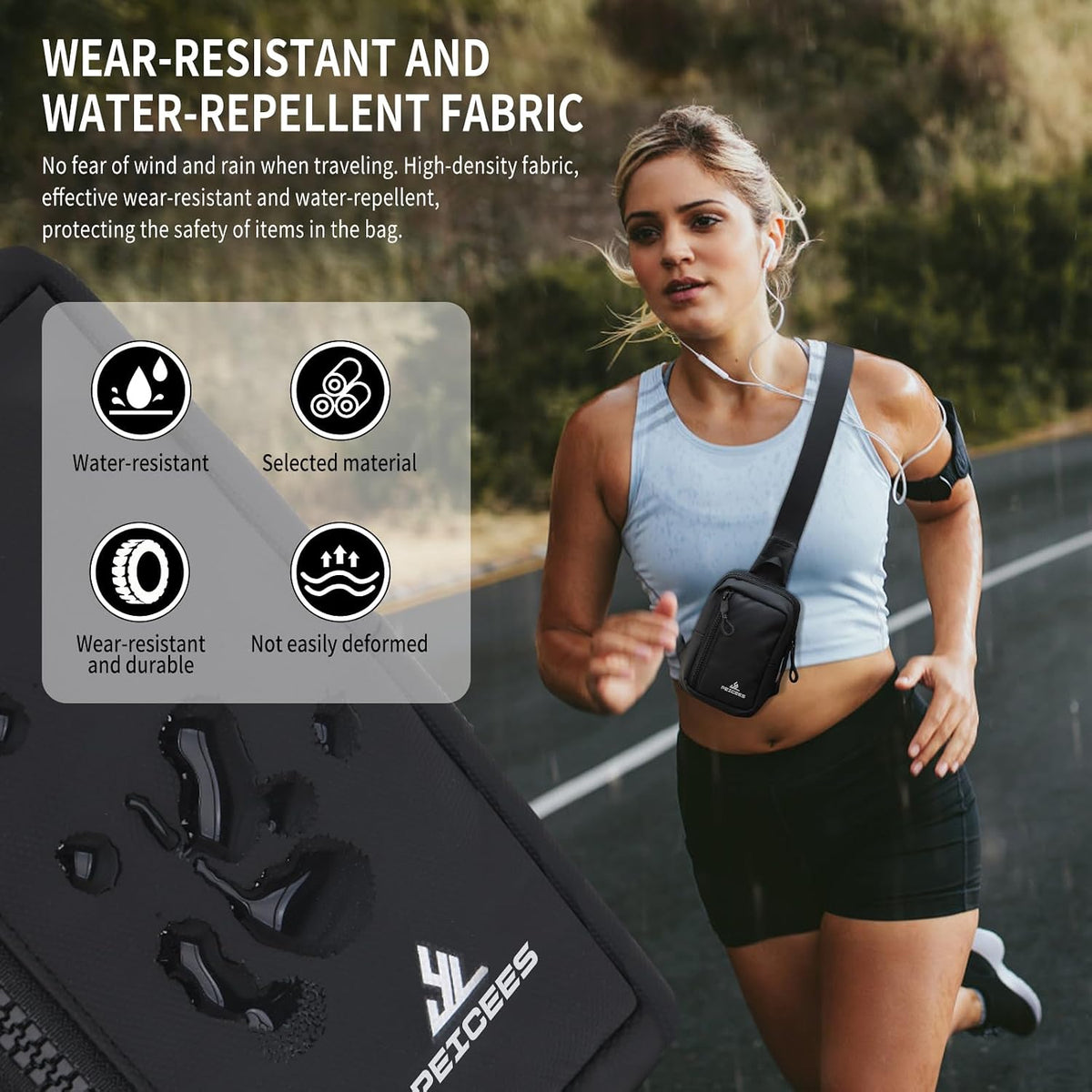 Peicees Small Crossbody Bag for Men Women Mini Sling Bag Travel Running Phone Daypack Cross Body Shoulder Bags with Keyholder