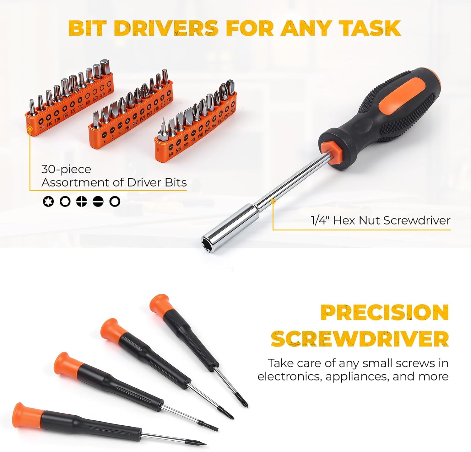 57 Piece Basic Tool Set, Home Repair Hand Tool Kit, General Household Tool Box, Portable Toolbox with Storage Case for Homeowner, DIY, Handyman, Women, Men