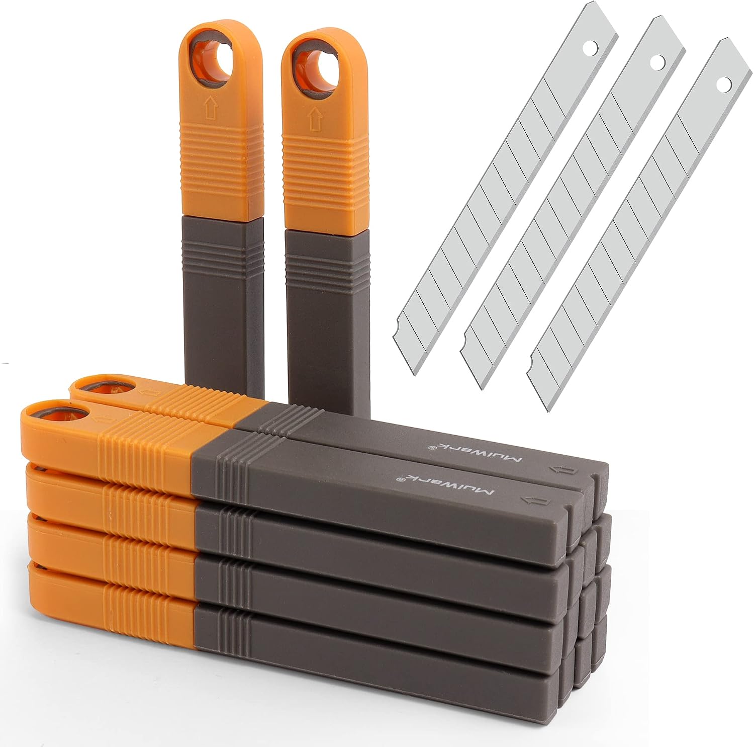 MulWark 100PC 9MM Snap Off 60 Degree Utility Knife Replacement Blades, Multi-Purpose Sharp Precision Box Cutter Blade for Universal Retractable Cutting Knives