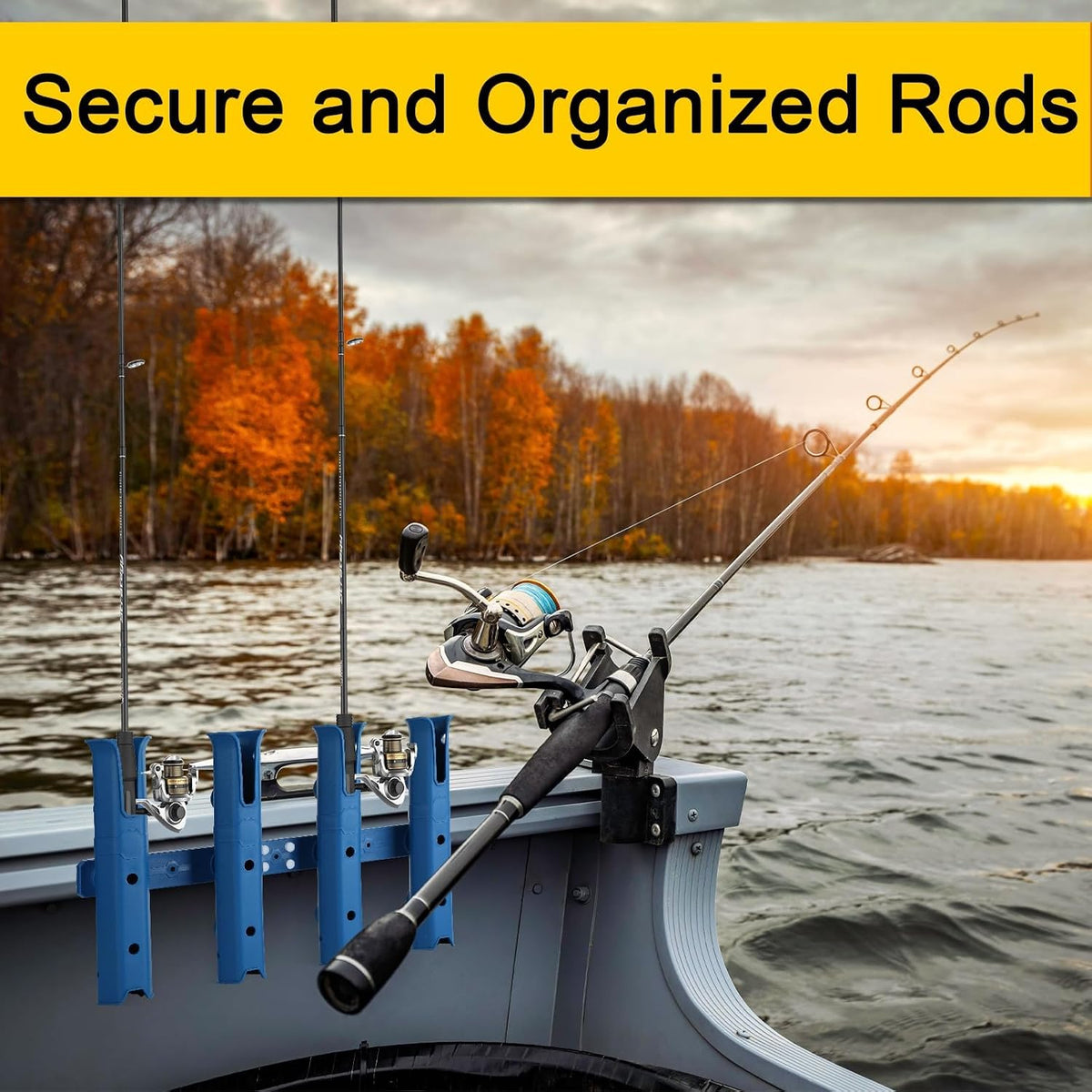GearTrust Fishing Rod Holders, 4 Rod Holder for Boat Golf Cart & Garage
