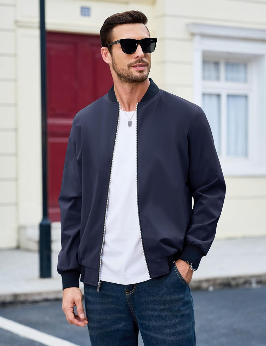 MAGCOMSEN Men's Bomber Jacket Lightweight Full Zip Windbreaker Jackets