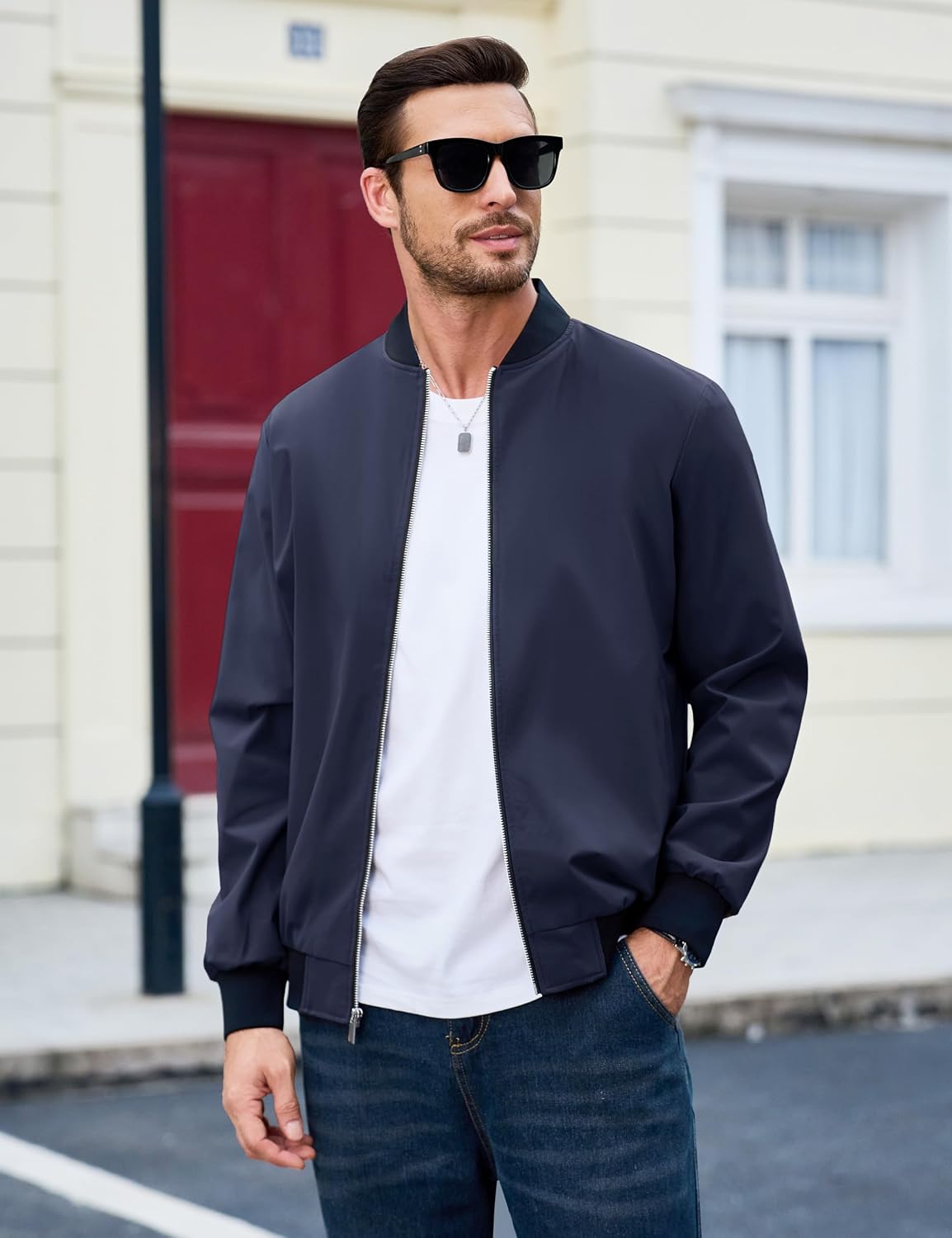 MAGCOMSEN Men's Bomber Jacket Lightweight Full Zip Windbreaker Jackets