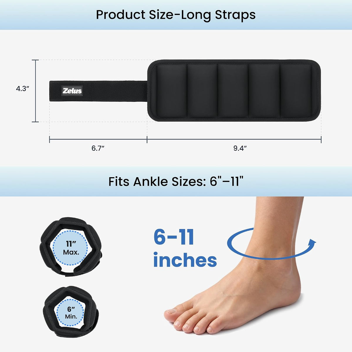 ZELUS Ultra Thin Adjustable Ankle Weights, 4/7/10 lb Fully Adjustable, Filled with Soft Iron for Slim Fit, Leg Weights for Women Men, Strength Weighted for Gym Home Yoga Walking Running Pilates