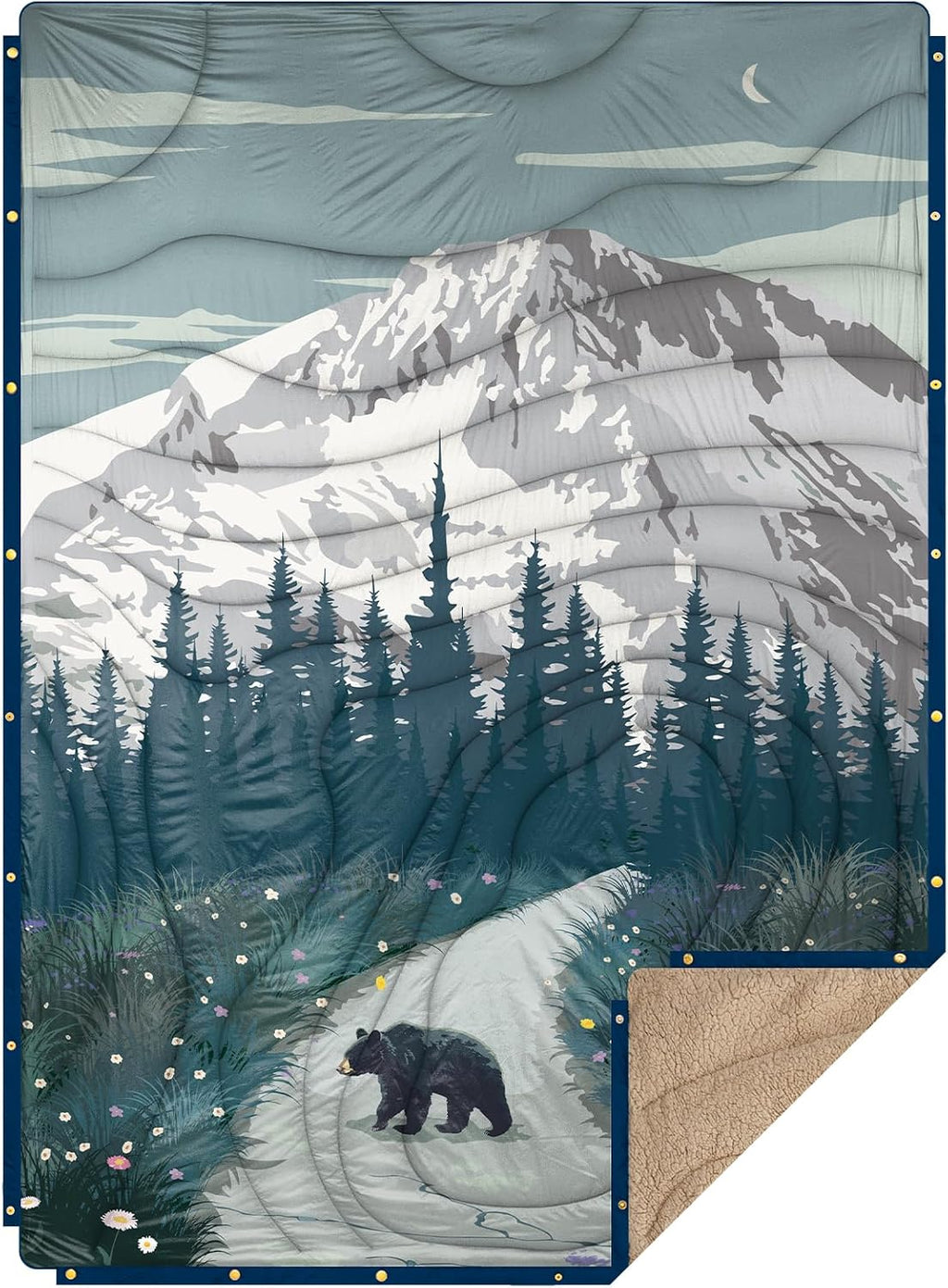 Large Camping Blanket with Sherpa Lining 78"x 56"