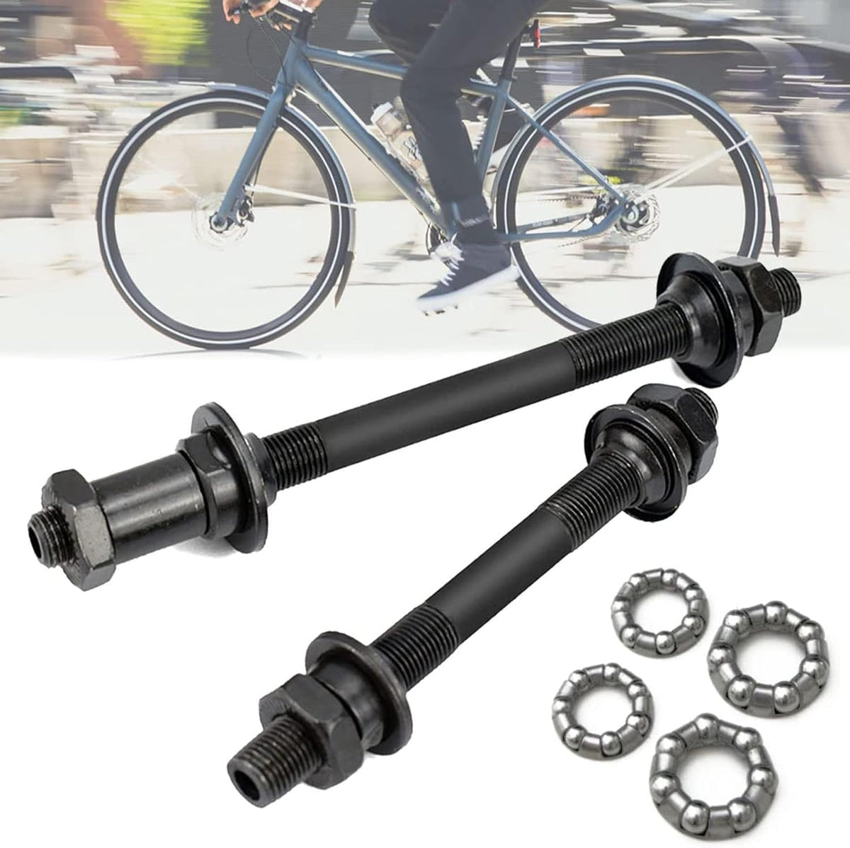 Bicycle Axle Bearing Kit, Solid Axle Replacement MTB Front Rear Wheel Hub