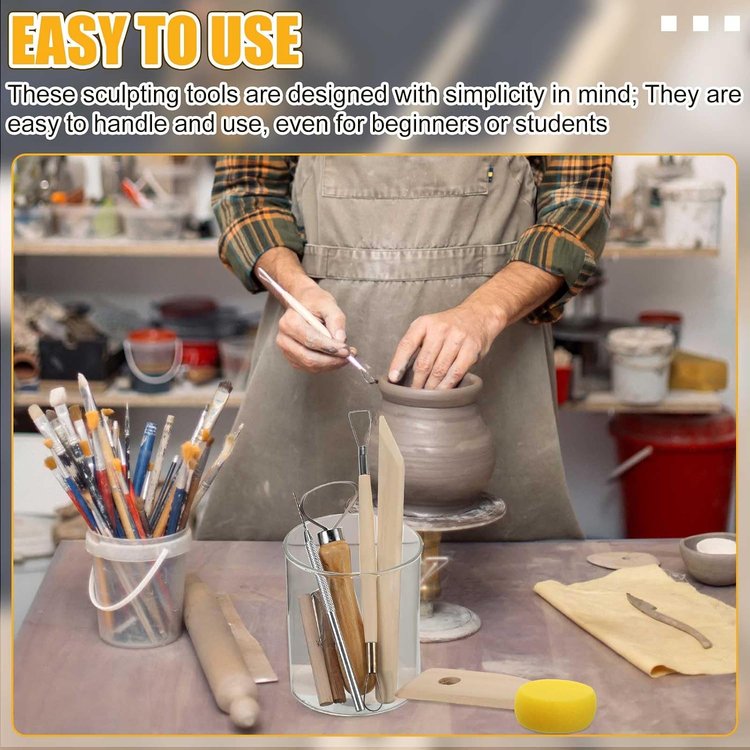 Leriton 40 Pcs Pottery Clay Tools Kit Sculpting Clay Tool Carving Kit