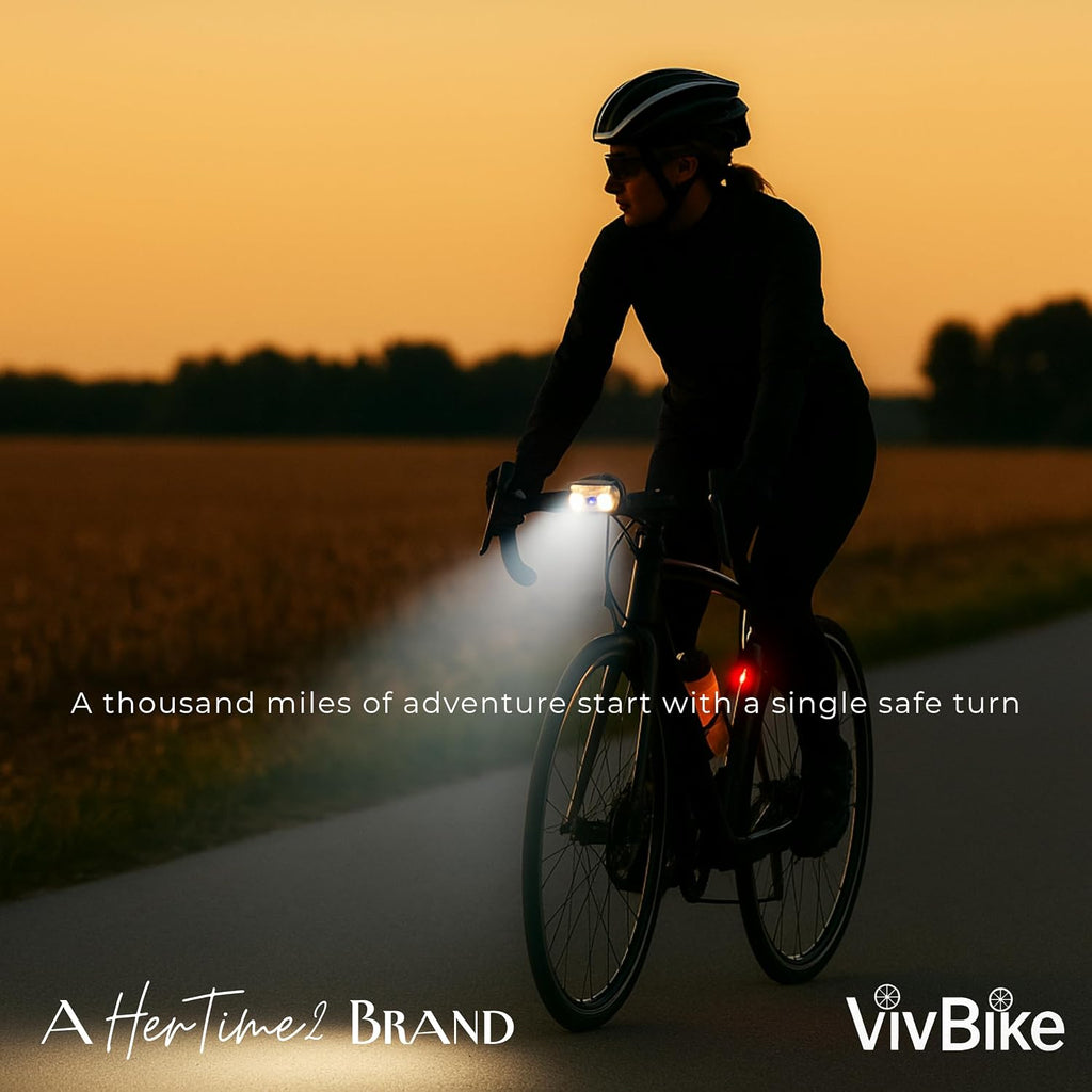 HerTime2 VivBike Rechargeable Bike Light – LED Bicycle Headlight, USB-C Charging, Waterproof, Multiple Lighting Modes