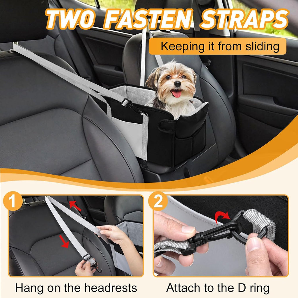 Portable Dog Car Seat for Small Dogs, Puppy Car Seat, Black