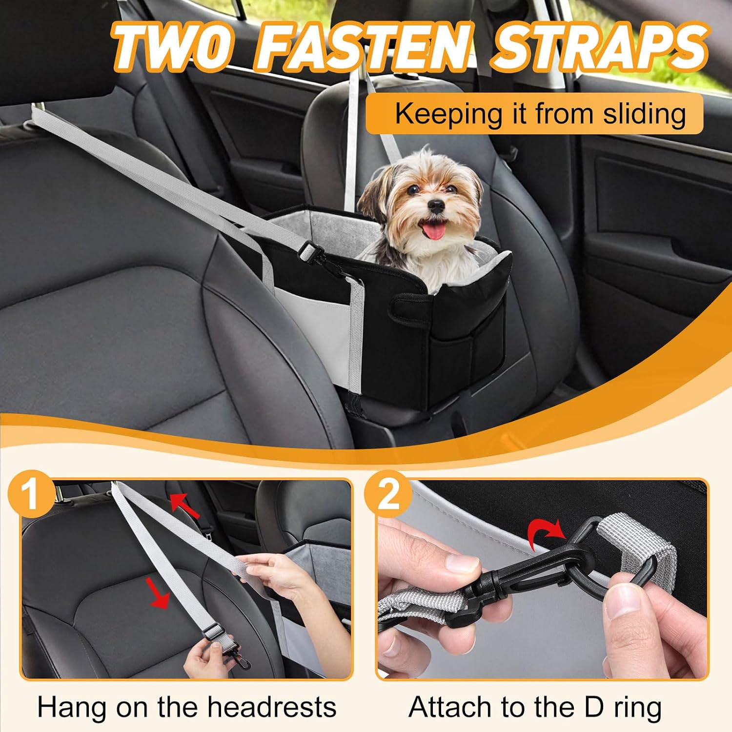 Portable Dog Car Seat for Small Dogs, Puppy Car Seat, Black