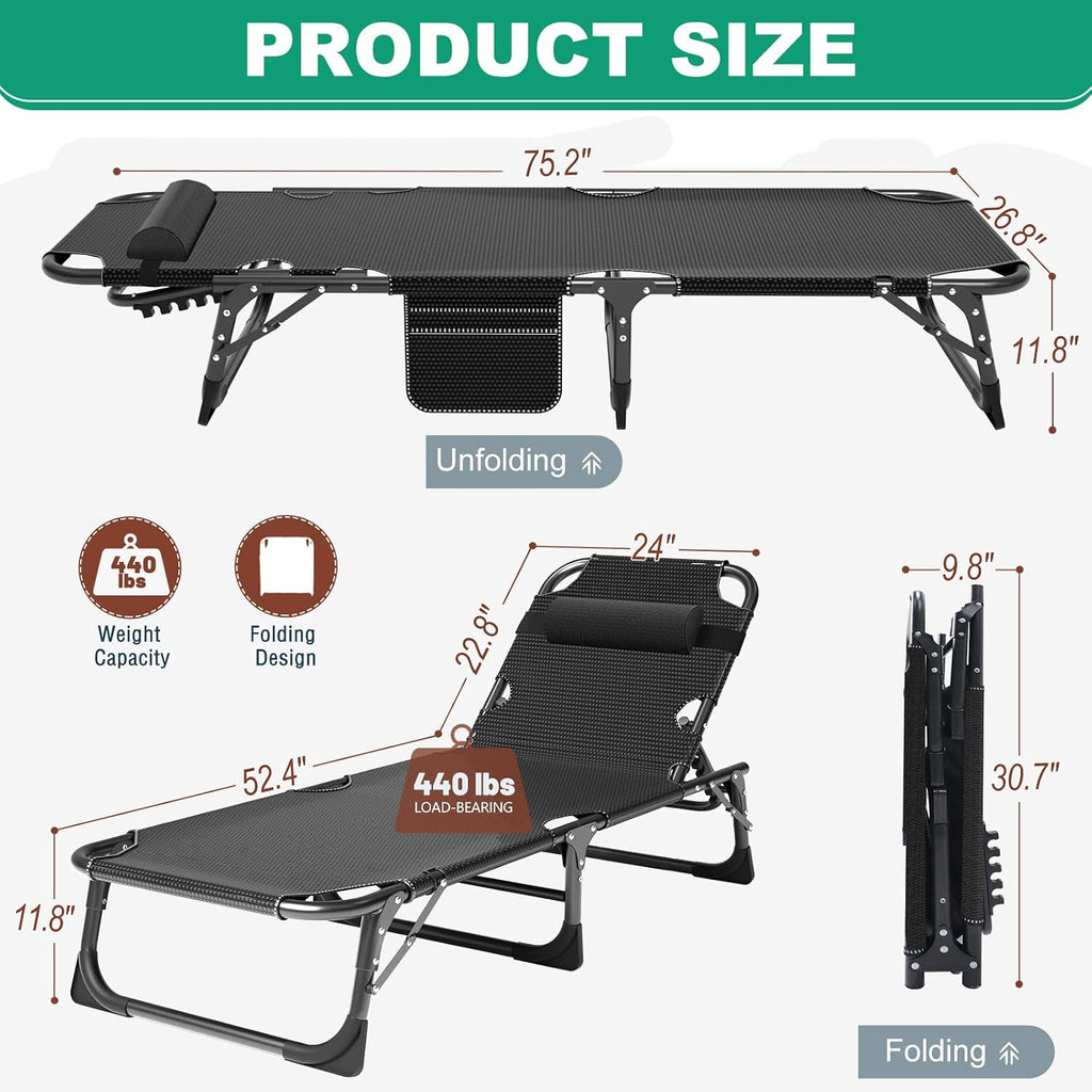 LILYPELLE Portable Folding Camping Cot with Mattress and Pillow for Adults