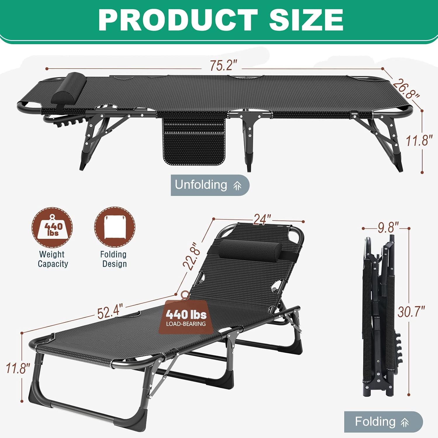 LILYPELLE Portable Folding Camping Cot with Mattress and Pillow for Adults