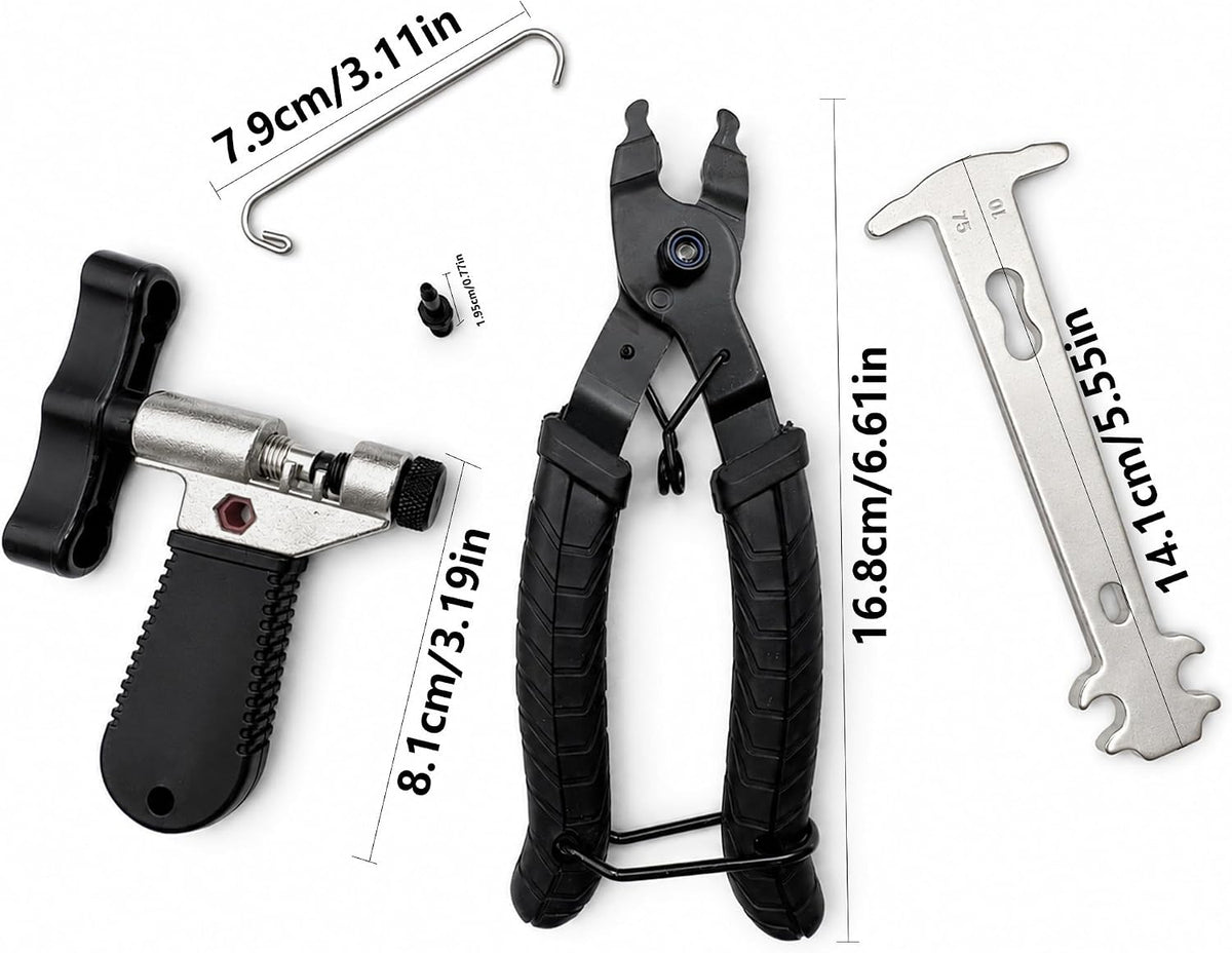 Bike Chain Tool Kit,6/7/8 Speed Bicycle Chain Repair Set,Bike Chain Breaker Tool With Hook,Chain Link Plier,6 Pairs Quick Release Chain Buckle For Road Mountain Racing Cycling Bikes（6/7/8 speed））