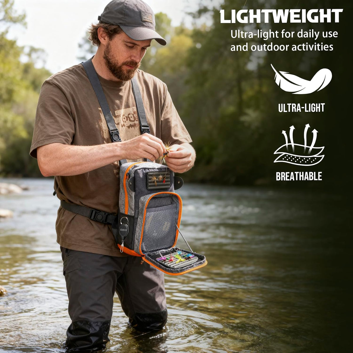 QulayQualy Fly Fishing Bag Chest Pack with WorkStation