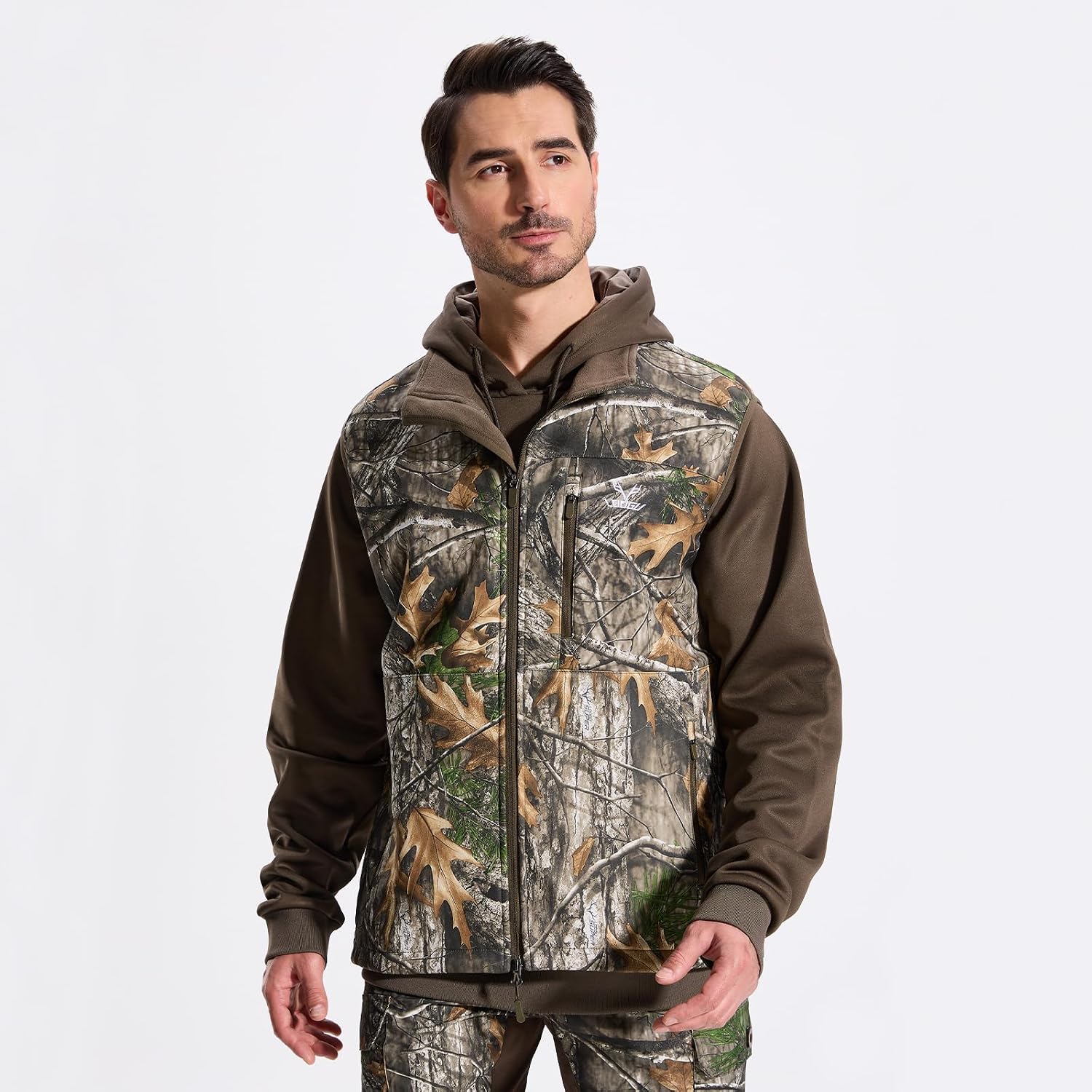 LOOGU Mens Camo Hunting Vest Water-Resistant Sleeveless Jacket with Pockets for Outdoor Fishing Hiking