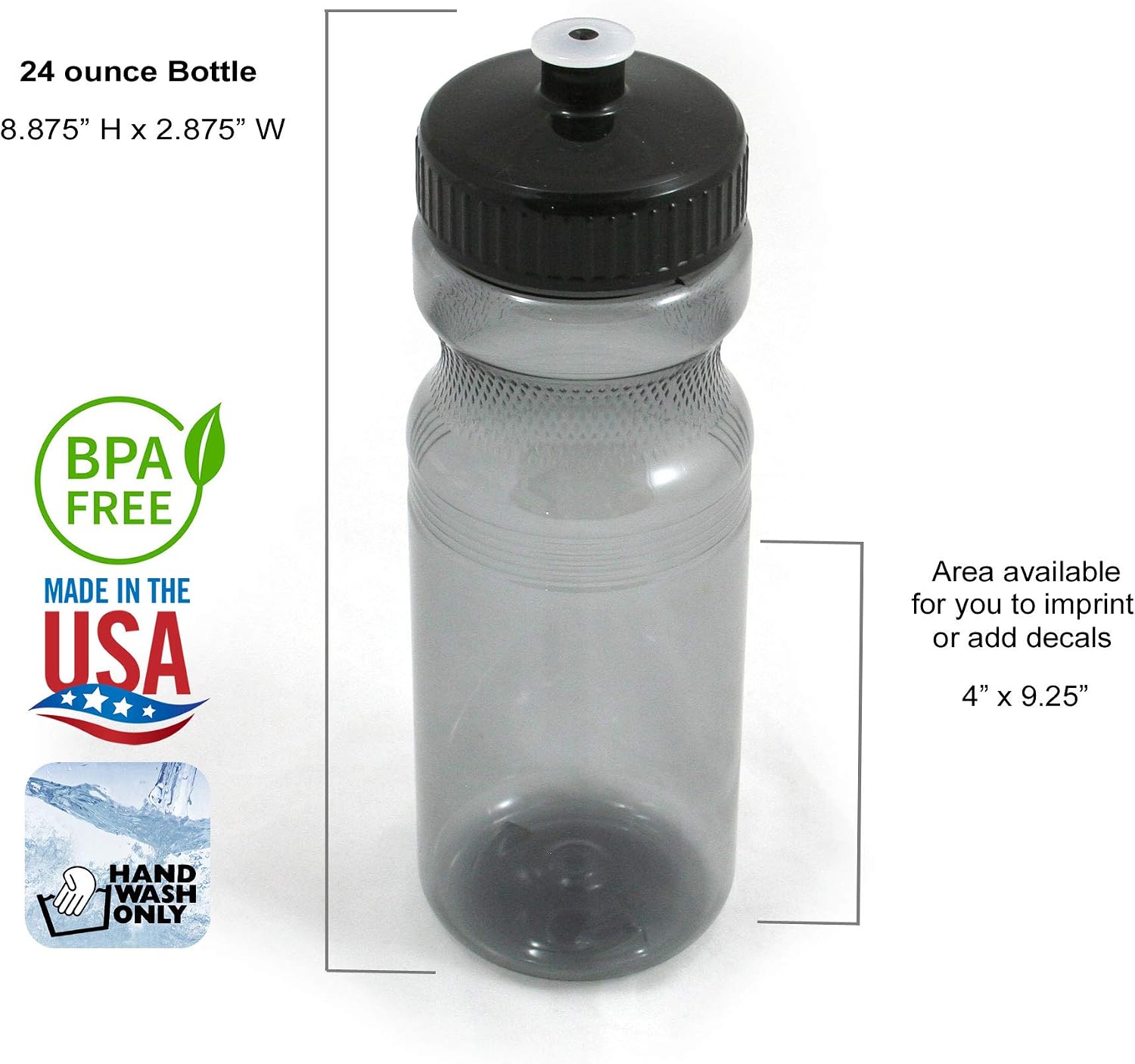 Rolling Sands 24 Ounce BPA-Free Plastic Water Bottles, Set of 10, Made in USA