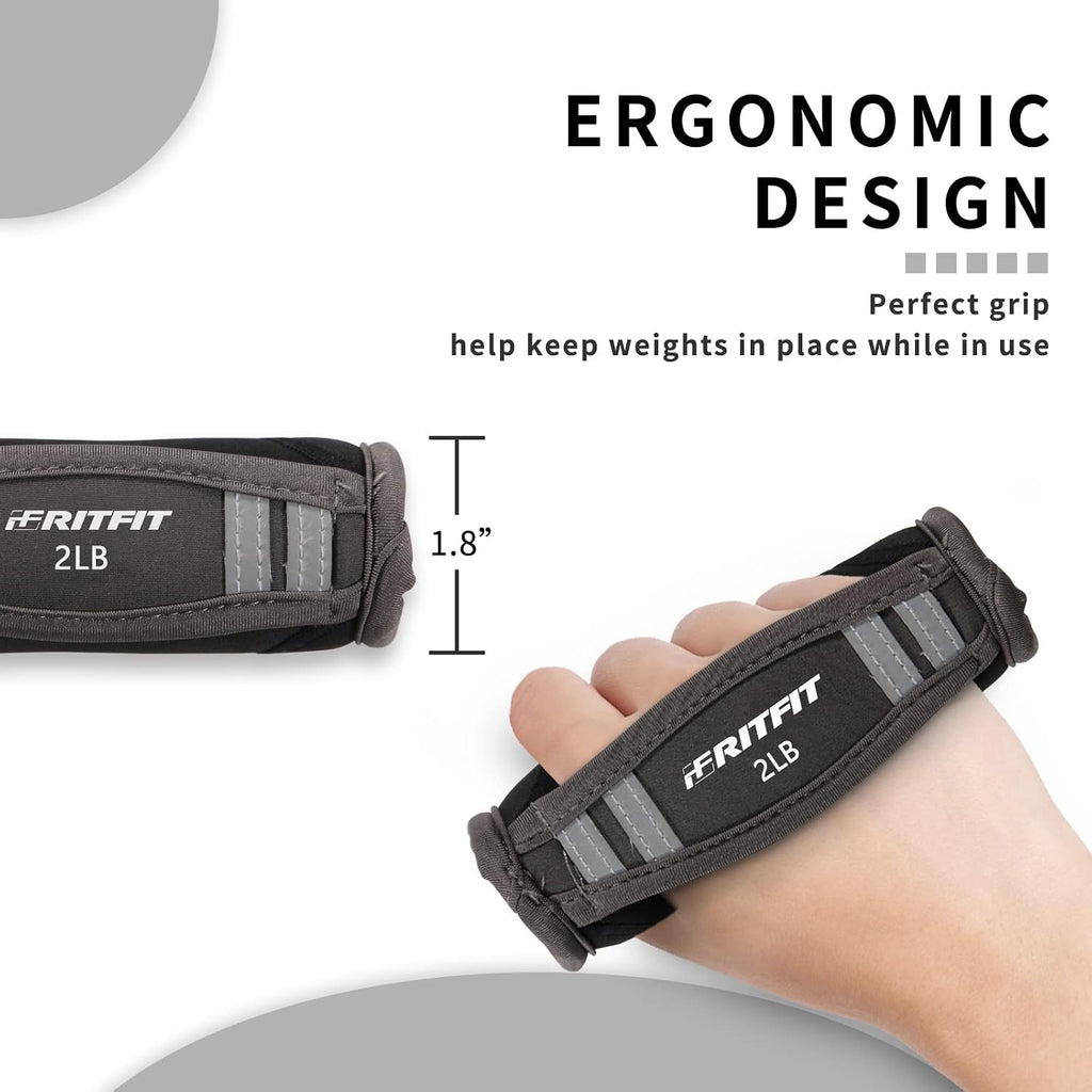 RitFit Soft Hand Weights Set with Reflective Straps Walking Dumbbell