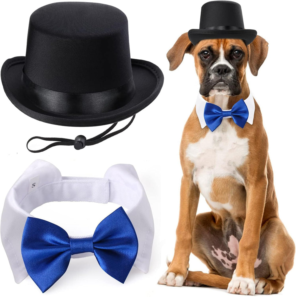 Yewong 2-Piece Pet Formal Accessories Set - Top Hat with Formal Necktie/Bowtie for Dog & Cat - Birthday Party, Graduation, Halloween Costumes