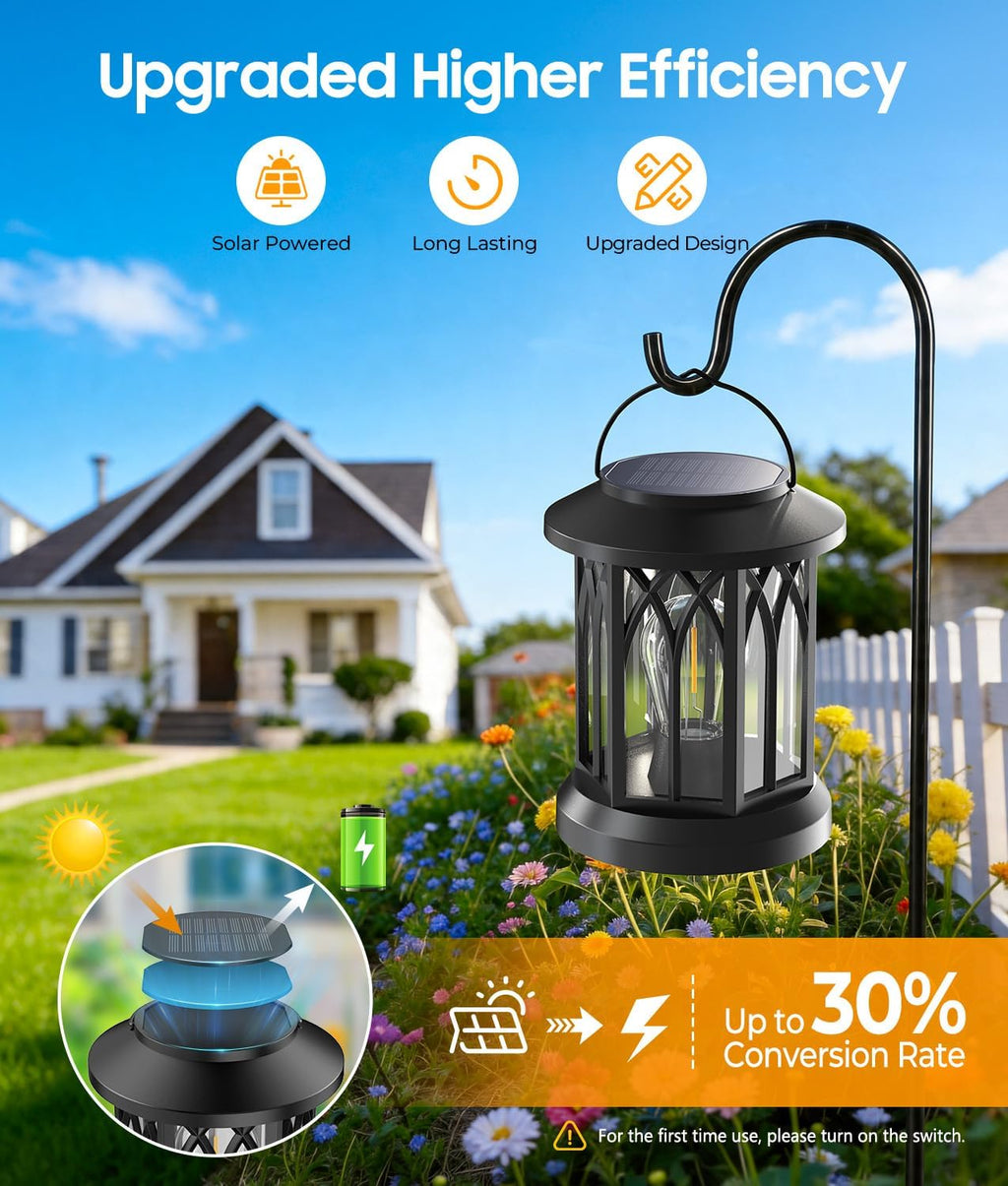 Solar Lanterns Outdoor Waterproof, Upgraded Hanging Solar Lights
