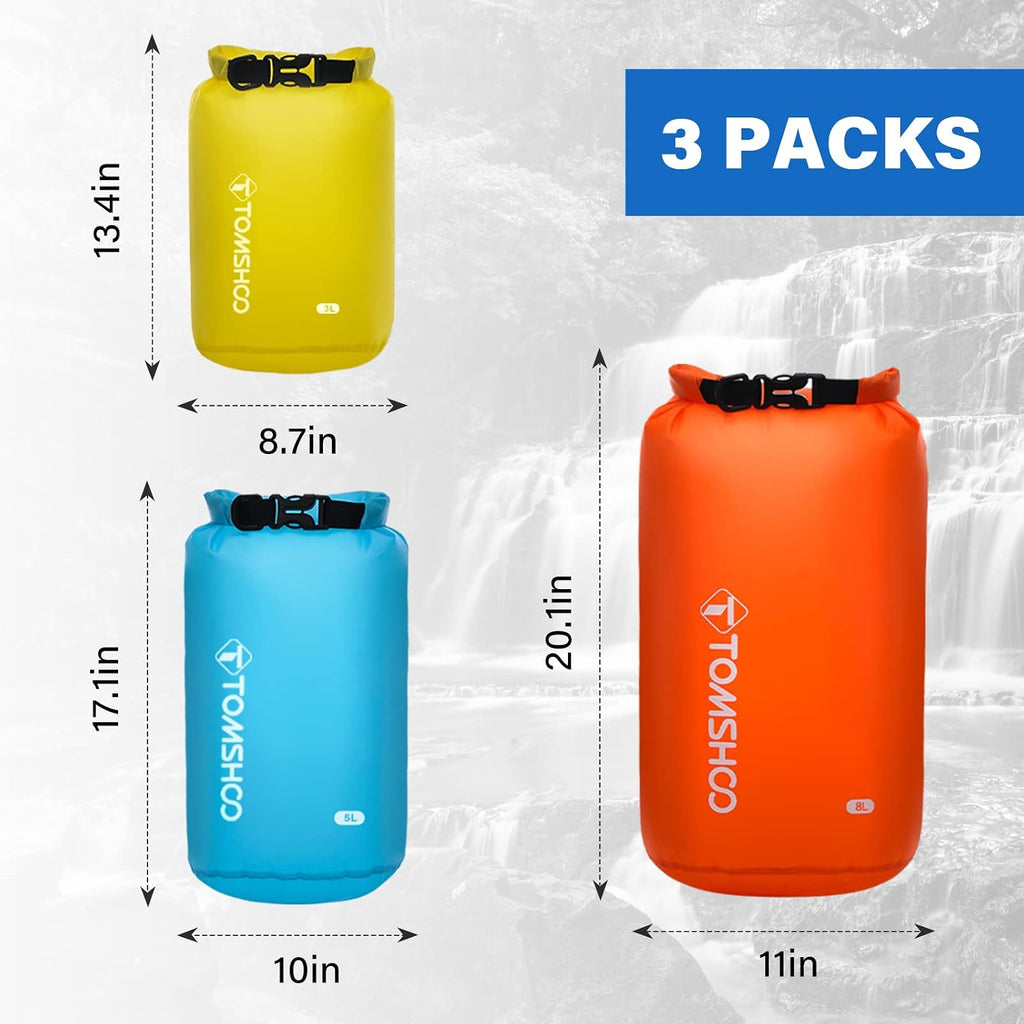 TOMSHOO 3-Pack/5-Pack Dry Bag Lightweight Waterproof