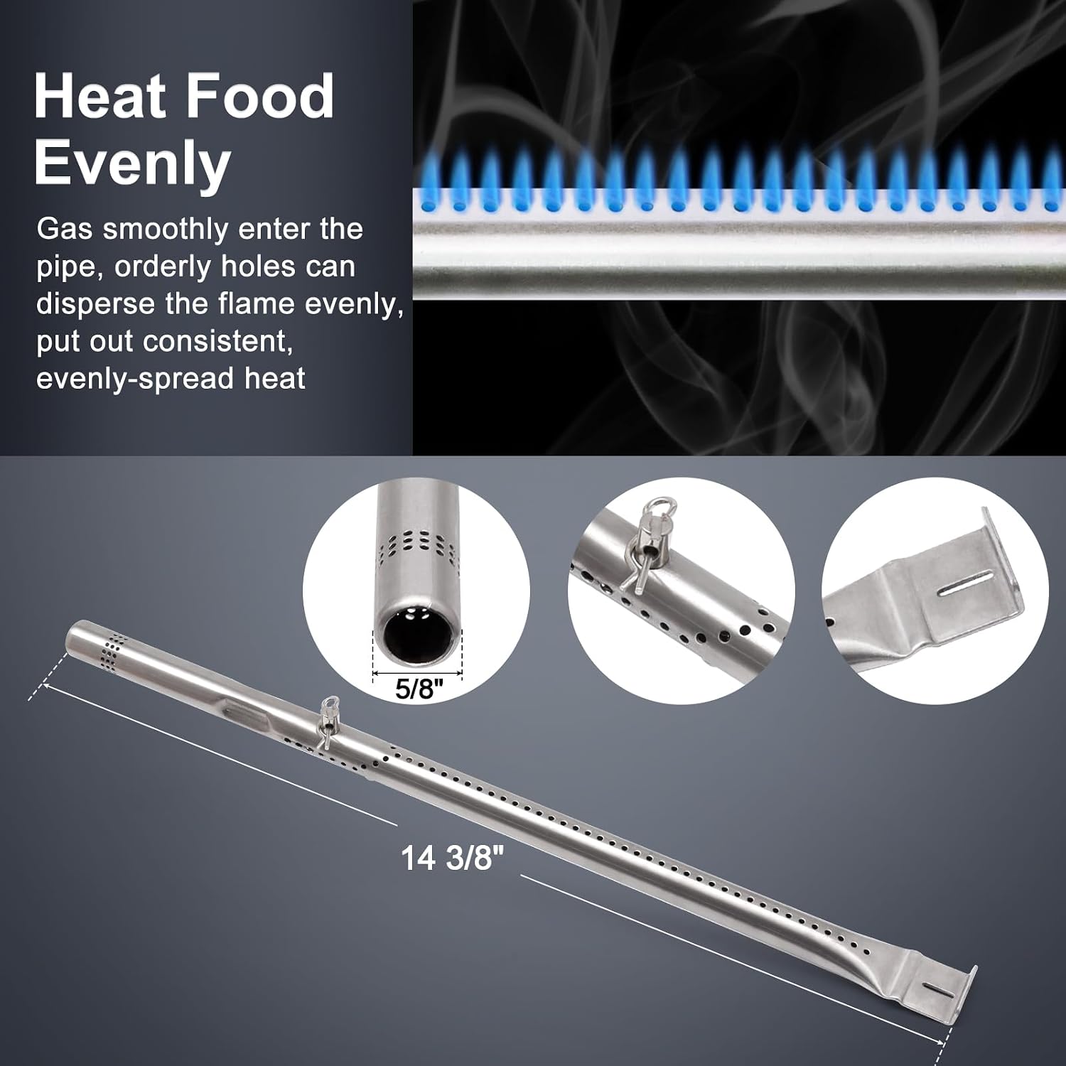 Hiorucet Grill Grates Replacement Parts for Charbroil Advantage 463344015, 463343015, 463335115, Grid Cooking Grates, Heat Plate, Burner, Ignitor and Crossover Tube for Charbroil 4 Burner Grill Parts.