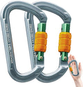 SOB Auto Locking Climbing Carabiner Clips,Heavy Duty Asymmetrical Carabiner Connector Used for Rappelling Gear Rescue Outdoor Projects Dog Leash