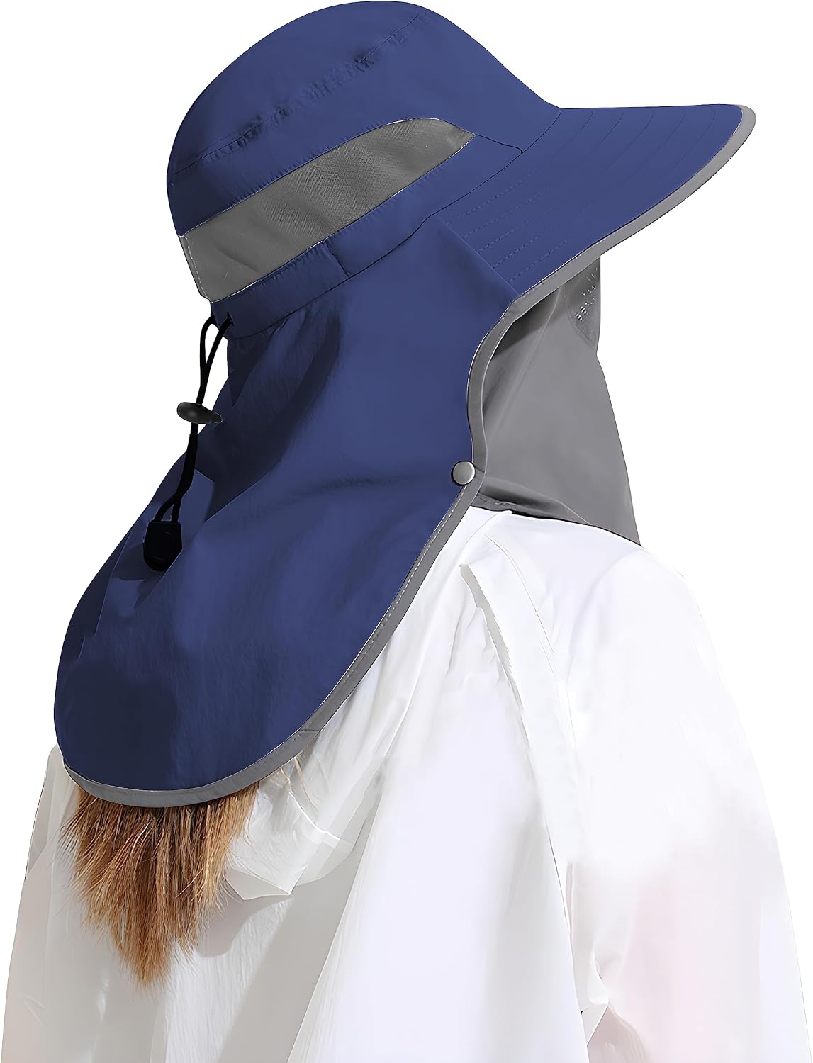 Outdoor Sun Hat Detachable Neck Face Flap UPF 50+UV Protection Visor Fishing Hats with Neck Flap for Men & Women