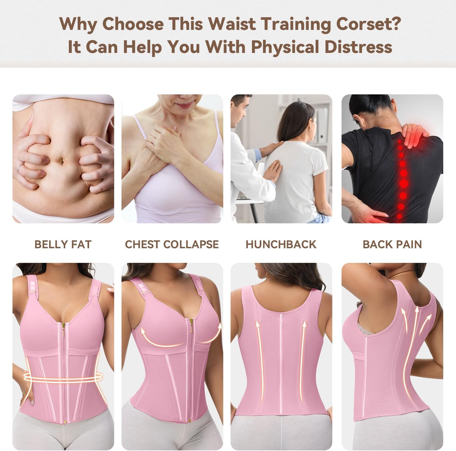 SHAPSHE Waist Trainer Corset for Women Tummy Control Body Shaper with Bra