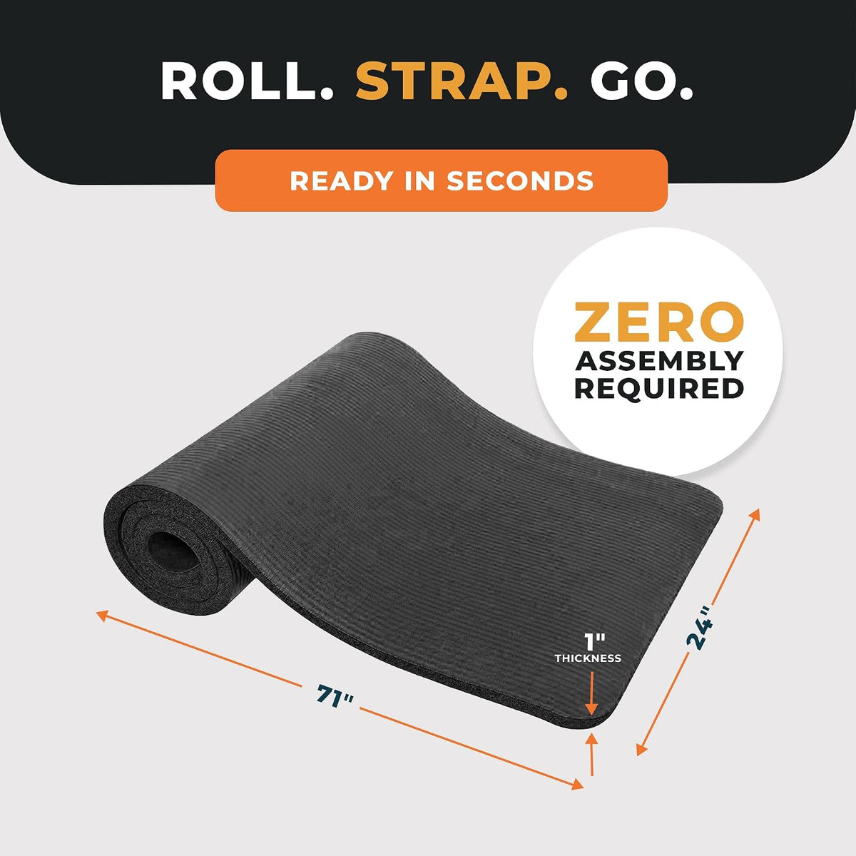 BalanceFrom All Purpose 1-Inch Extra Thick High Density Anti-Tear Exercise Yoga Mat with Carrying Strap, Multiple Colors