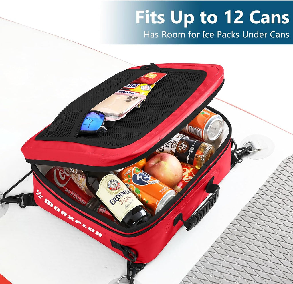 MORXPLOR Waterproof PVC Paddleboard Cooler Deck Bag - 12 Can Soft Insulated Cooler for Paddleboarding, Camping, Kayaking
